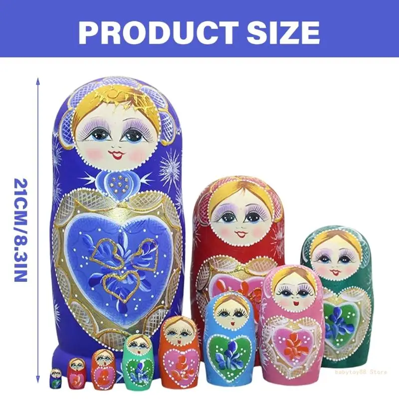 Y4UD 10Layer Matryoshka Russian Nesting Dolls Kids Stacking Toy Festival Home Decors