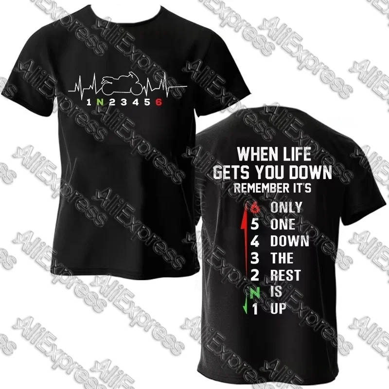 

Summer Fashion Men's T Shirt Clothing 1n23456 Motorcycle Gear Biker Heartbeat Graphic T Shirt Casual Oversized Men Tee Tshirts