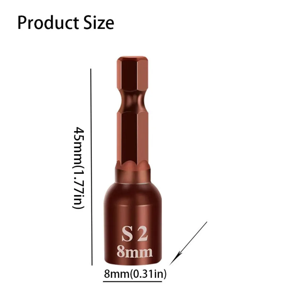 High-quality Materials Socket Bit Length Hex Socket Hexagonal Socket 8mm Size Magnetic Nut Screwdriver Magnetic Design