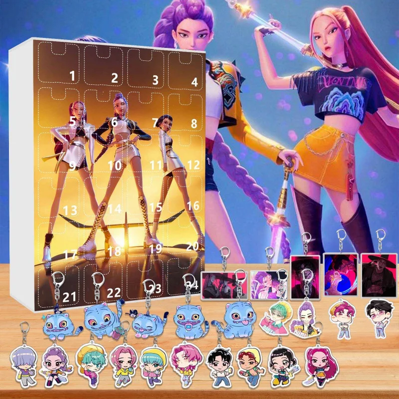 

MINISO ГОРЯЧИЙ KPOP Охотники на демонов Рождественский адвент-календарь брелок аксессуары 24-дневный календарь обратного отсчета панents рождественские подарки
