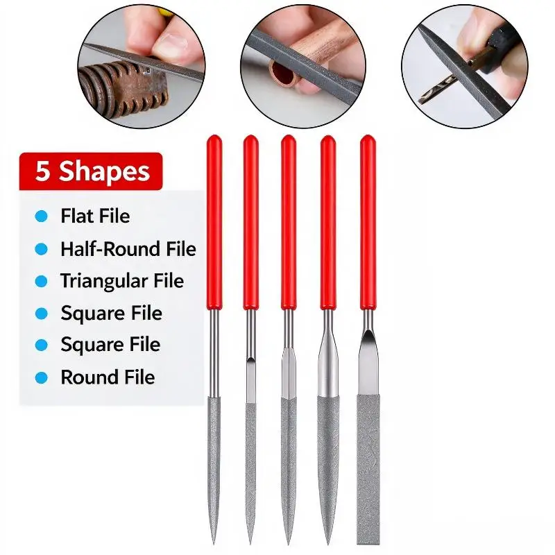 Mini Diamond Needle File Kit Portable Hand File Set for Woodworking Glass Metal Stone Carving DIY Craft Jewelry Polishing
