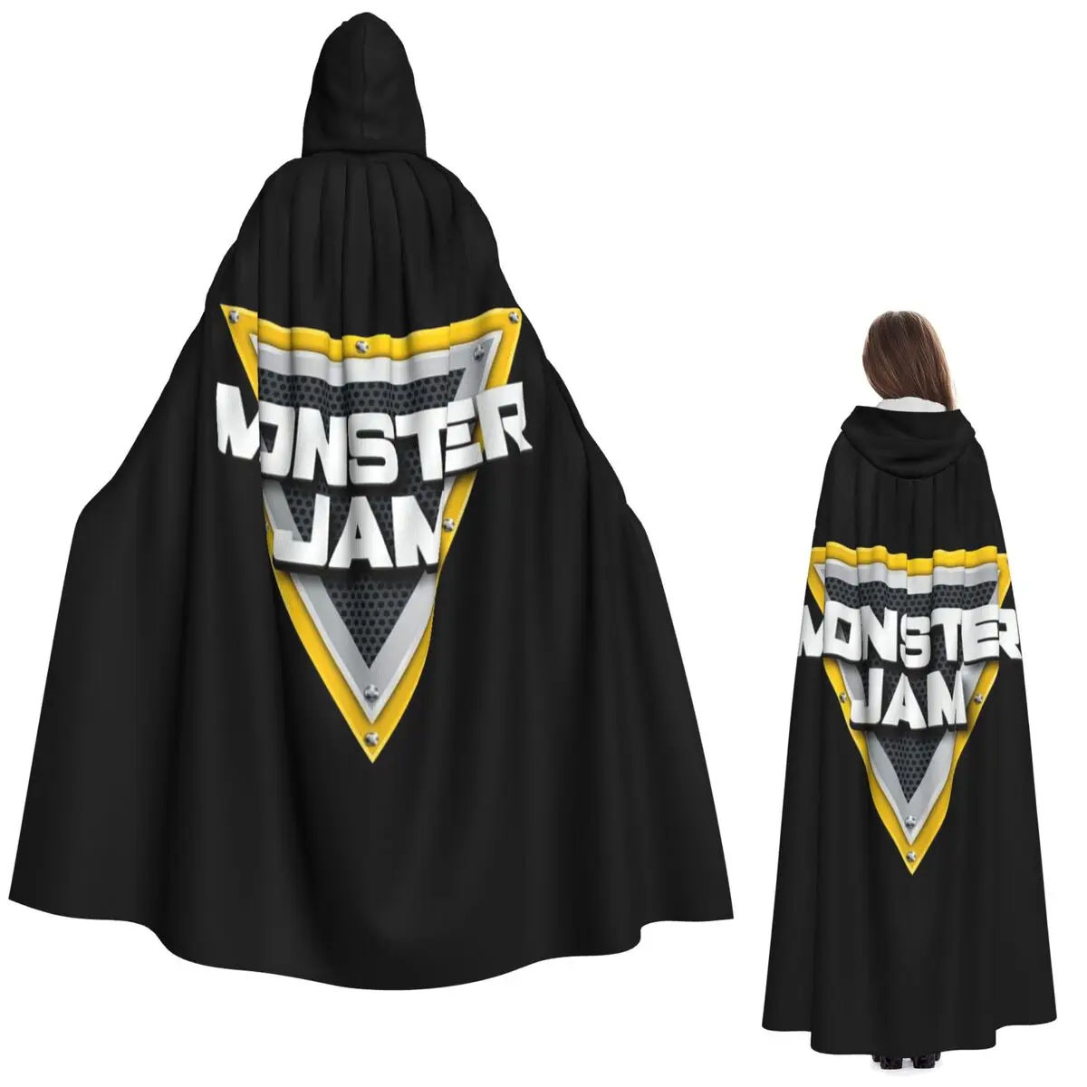 

Классический длинный плащ с капюшоном Monster Jam Truck, средневековый костюм ведьмы, накидка для косплея, Хэллоуин, вечеринка для взрослых, унисекс