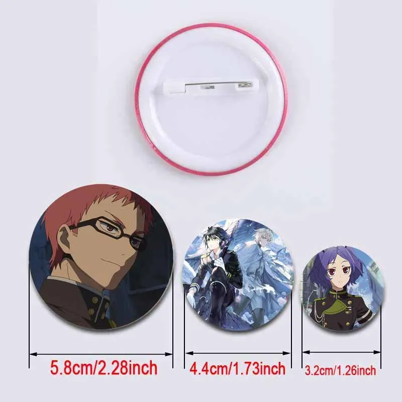 58mm Pop Anime Seraph of The End Lapel Pin Cute Cartoon Cosplay Badge Anime Brooch for Clothes Decoration Accessories Fans Gifts