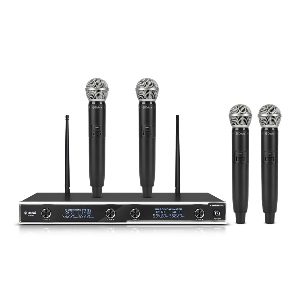 Debra Audio D-440 4 Channel 4Handheld UHF Wireless Microphone System 100m range For Speech Karaoke Party KTV