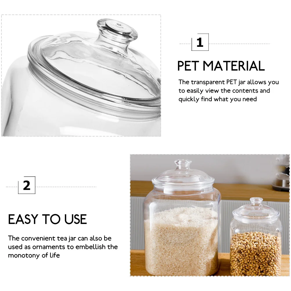 

Square Storage Jar 1.2L Bpa-Free Plastic Container For Tea Coffee Cereals Kitchen Pantry Organization Airtight Food