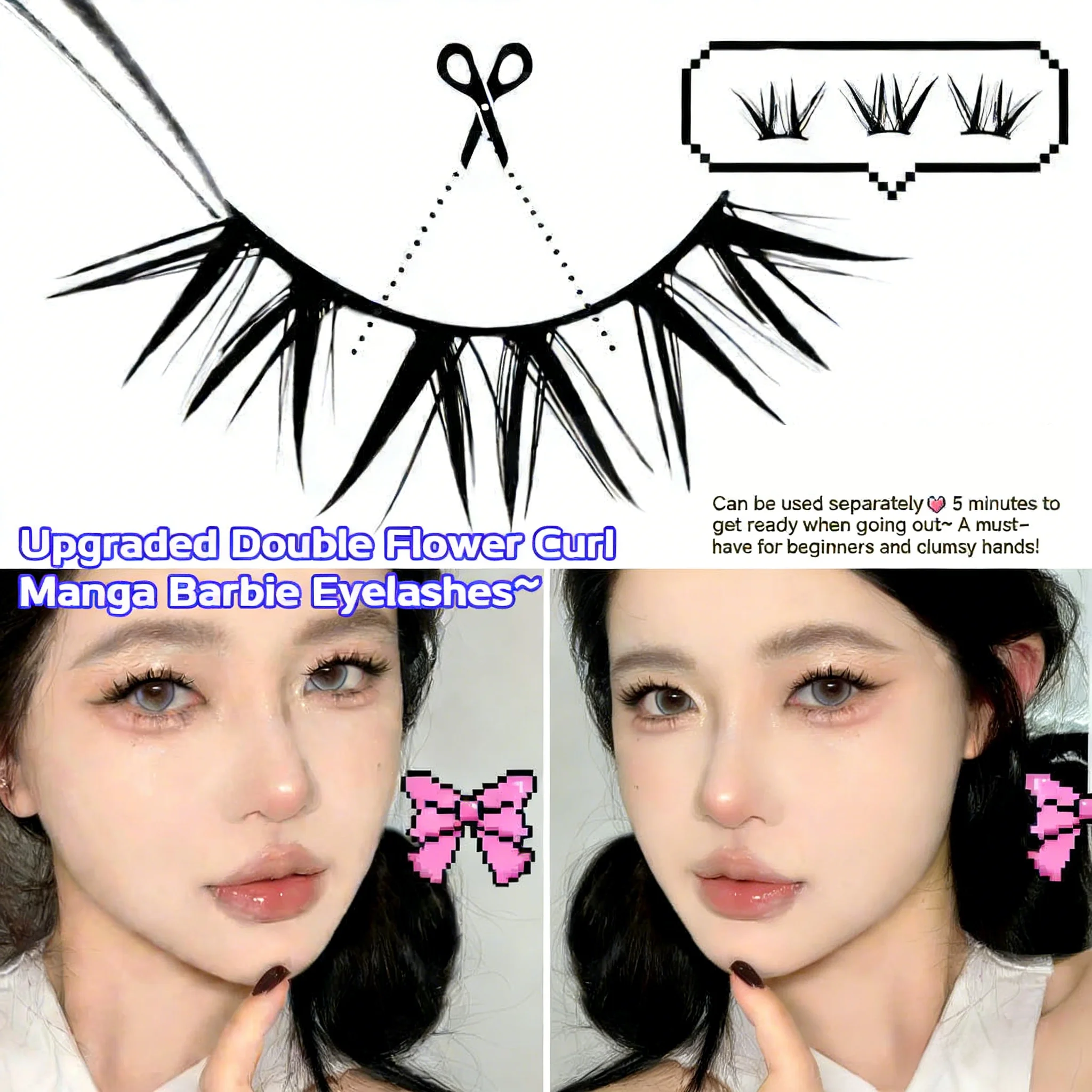 Cosplay ou usage quotidien cils longs réutilisables ailés 3D cils de vison longue durée pas de colle nécessaire faux cils