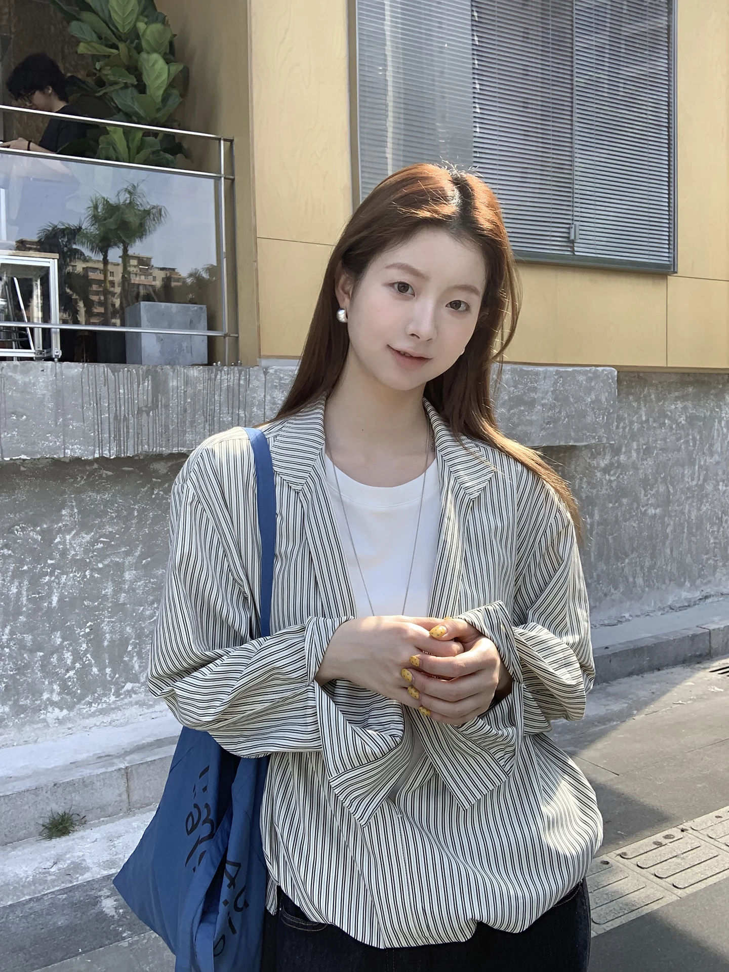 Striped irt Women's Faionable Inner Wear Long Sve Unique Super Beautiful Cotton Blend  Ne Mid-Length Commute Sle