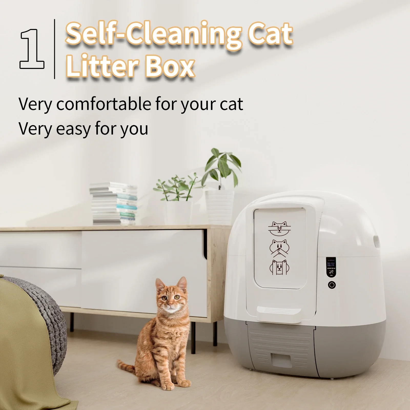 Fashion design new arrival smart intelligent automatic self cleaning wifi cat box litter