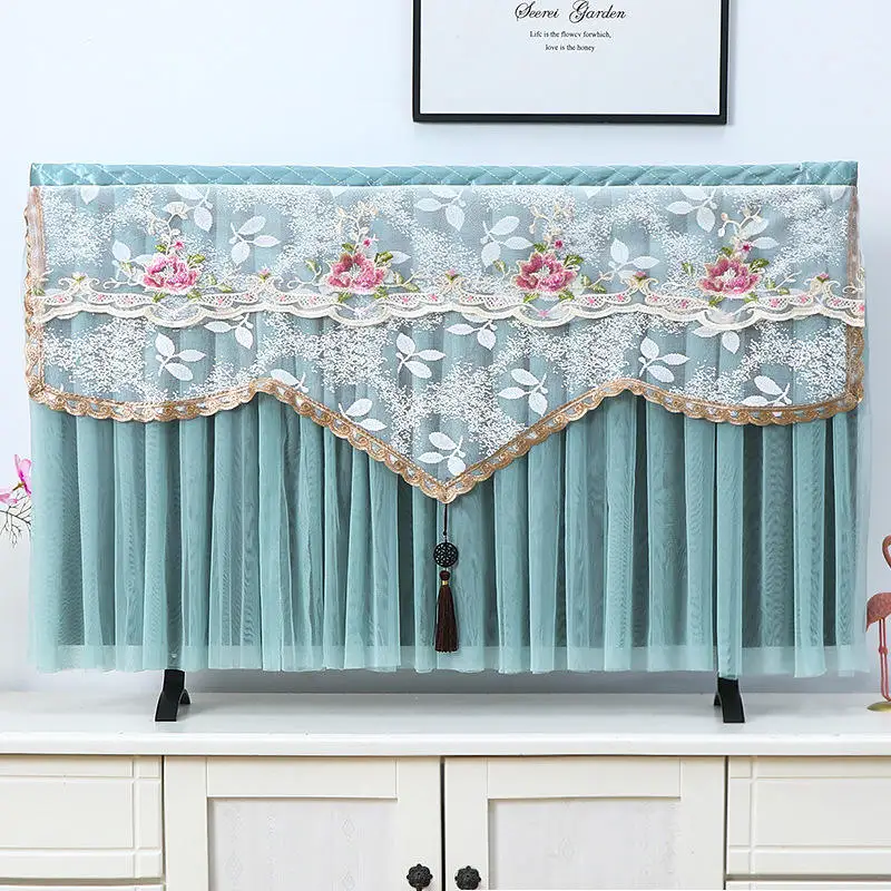 GoodTop LCD TV Cover Lace Hanging TV Dust Cover 55inch Surface Monitor Cover Fashion Protection Living Room Decoration