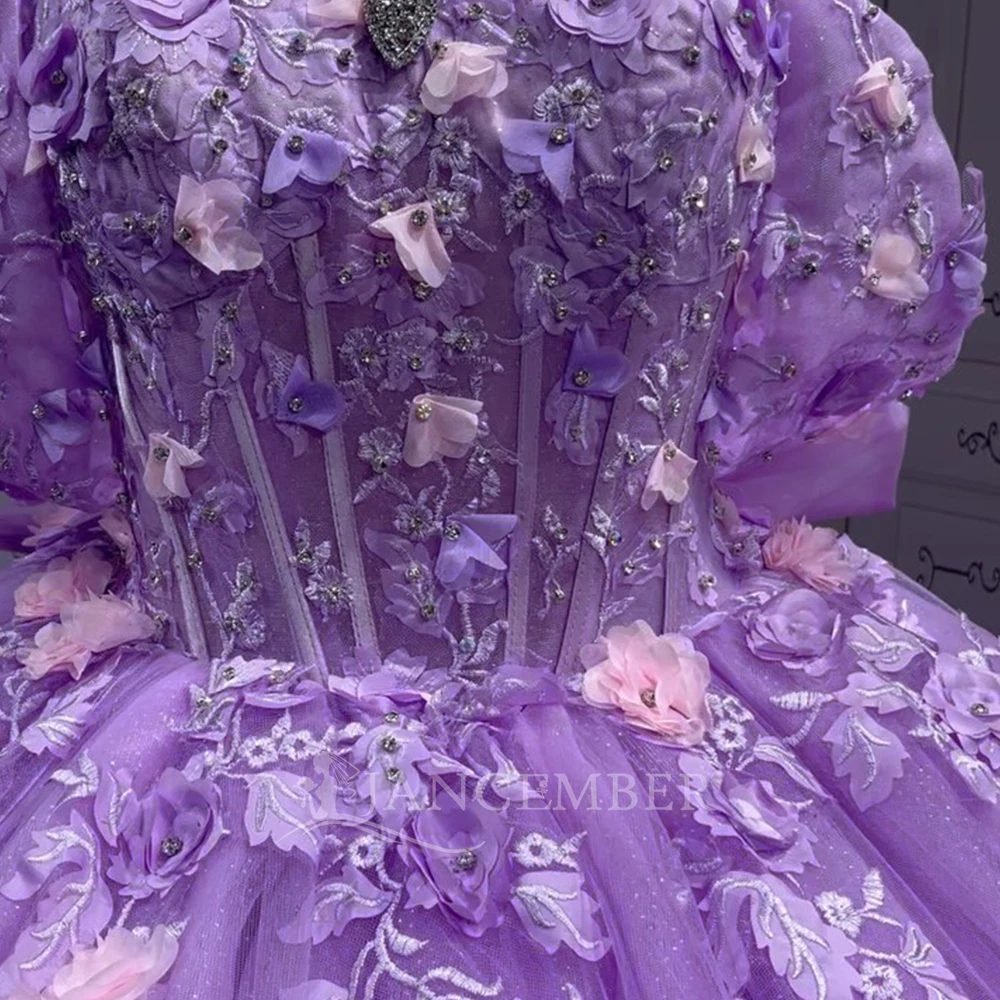 Nuovo 2025 Viola Principessa Abito Quinceanera Glitter Perline Paillettes Perle Abiti da 15 Anos Dolce 16 Abito da ballo Personalizzato