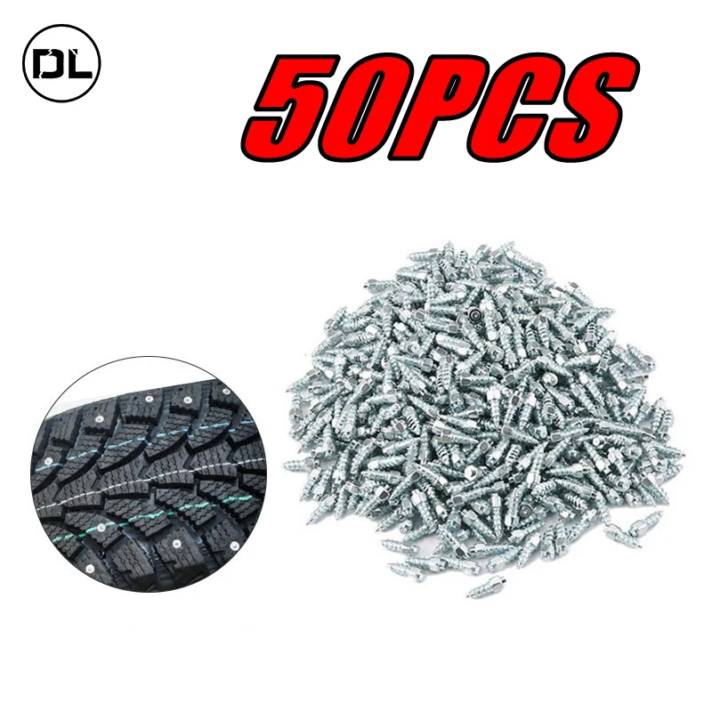 

50pcs Motorcycle Anti-Slip Anti-Ice Screw Nails 12mm Alloy Tire Studs Kit Wheel Tyre Snow Spikes Set Auto Repair Accessories