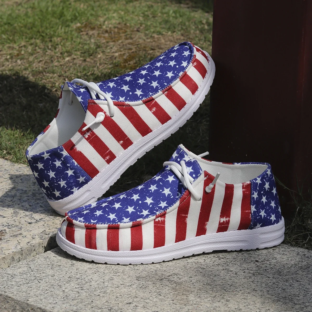 Low Top Sneakers For Women Women Fashion Trainers Shoe Non-Slip Sneakers Casual Independence Day Flag Print Low Top