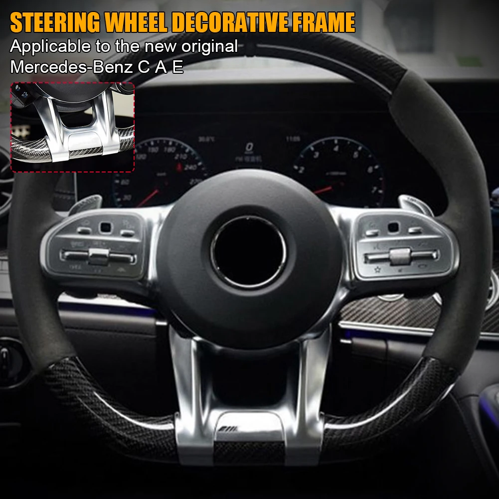 

Car Steering Wheel Lower Trim Cover Decoration Carbon Fiber ABS 3-Spoke Replacement For Mercedes-Benz C A E Class Accessories