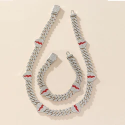 New Arrival Hip Hop Cuban Chain Necklaces Bling Rhinestone Heart Necklace For Women and Men Fashion HipHop Jewelry Gift