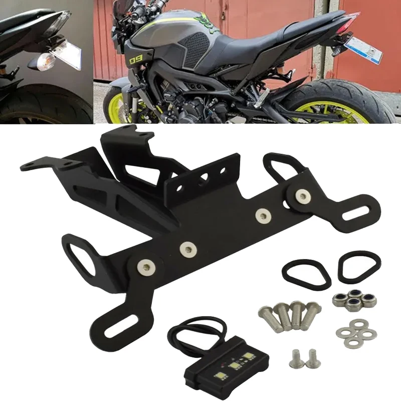 

Motorcycle Rear License Plate Holder With LED Lights Replacement Bracket For Yamaha MT 09 GT MT-09 Tracer 900 ABS FJ09 2015-2020