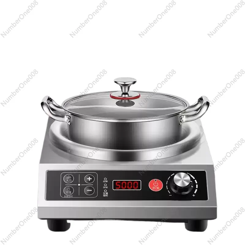 5000W High Power Electric Ceramic Stove, Concave Design Stainless Steel Stir Fry Cooker