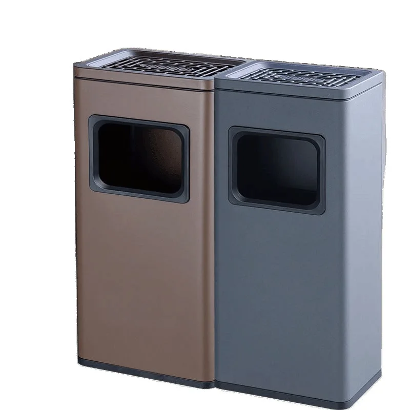 

Stainless steel trash can Commercial elevator entrance Hotel dedicated lobby corridor Aisle Smoking area Smoke