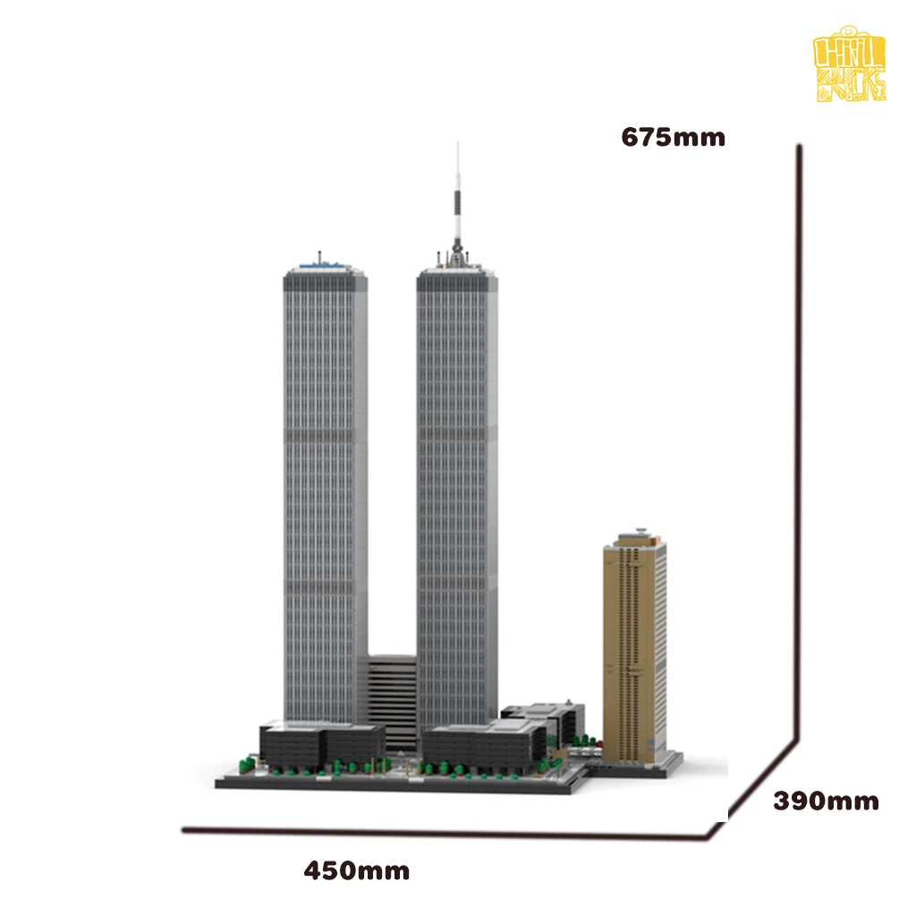 MOC TT021 World Trade Center Complex 1:800 Scale Model With PDF Drawings Building Blocks Bricks DIY Toys Birthday Christmas Gift