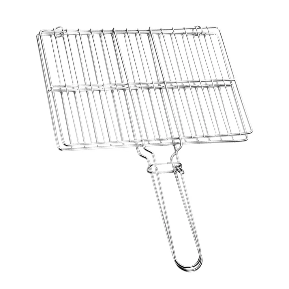 

Grilled Fish Rack Picnic Basket Stainless Steel Barbecue for Grilling Mesh Folding Clamp Thickened Clip