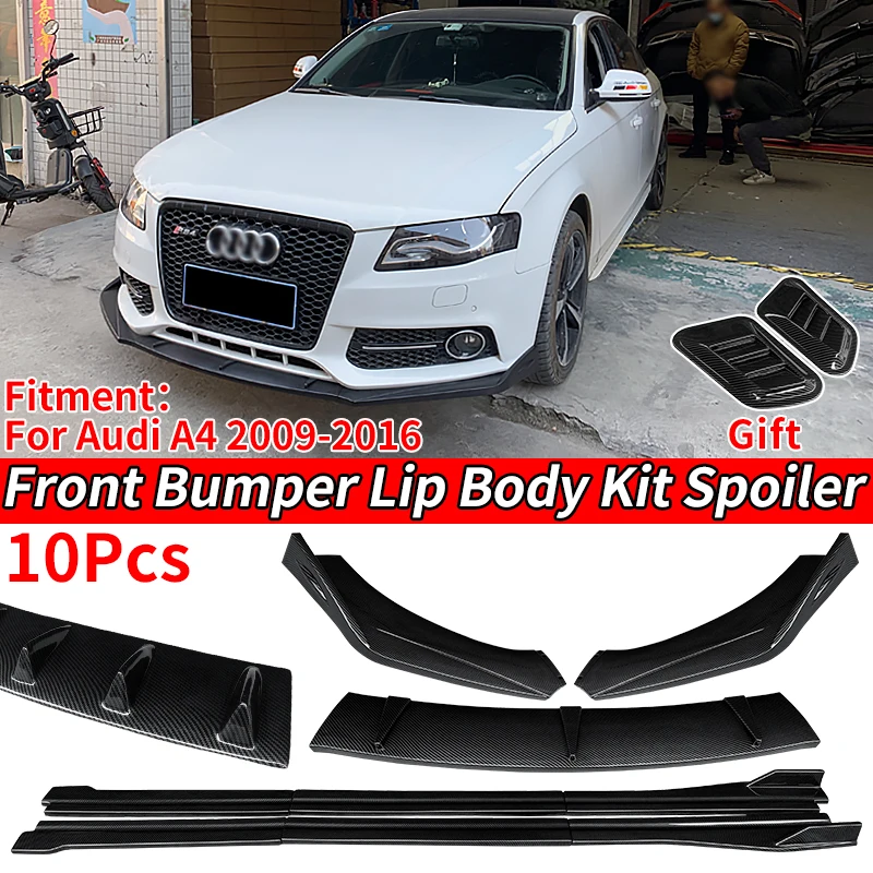 

Car Front Bumper Lip Body Kit Chin Spoiler Protector Side Skirts Rear Lip Diffuser Spoiler ABS Accessories For Audi A4 2009-2016