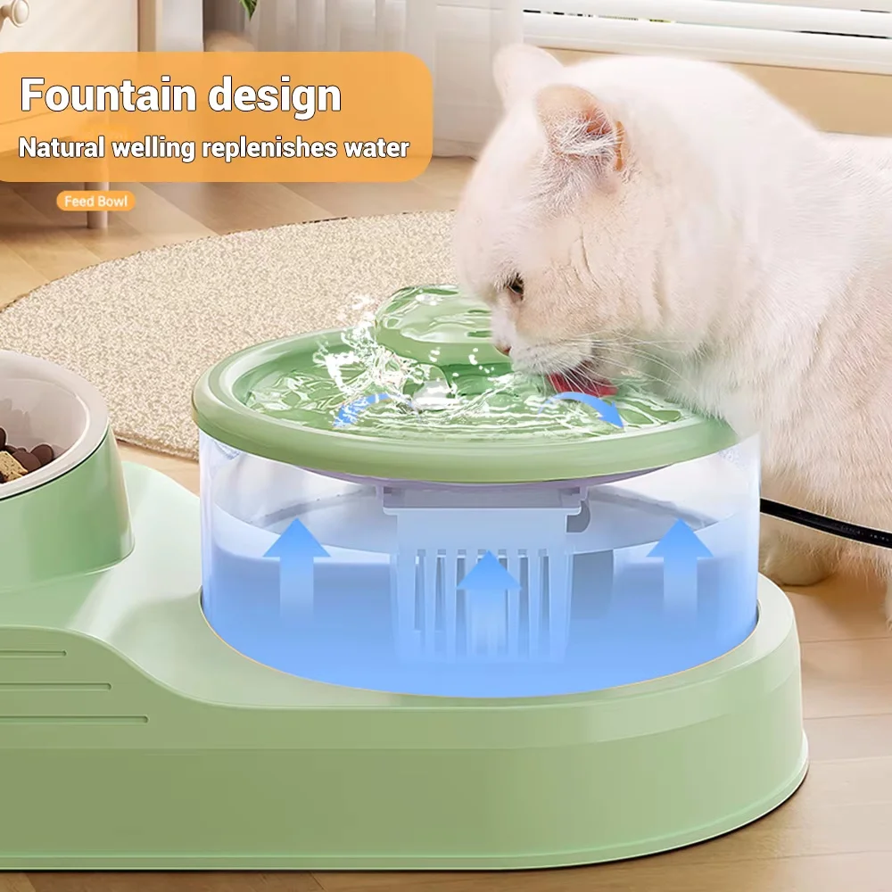 2-in-1 Pets Water Fountain Auto Filter Mute Cat Drinker Bowl Pet Feeder Recirculate Filtring Drinker for Cat Feeder Accessories