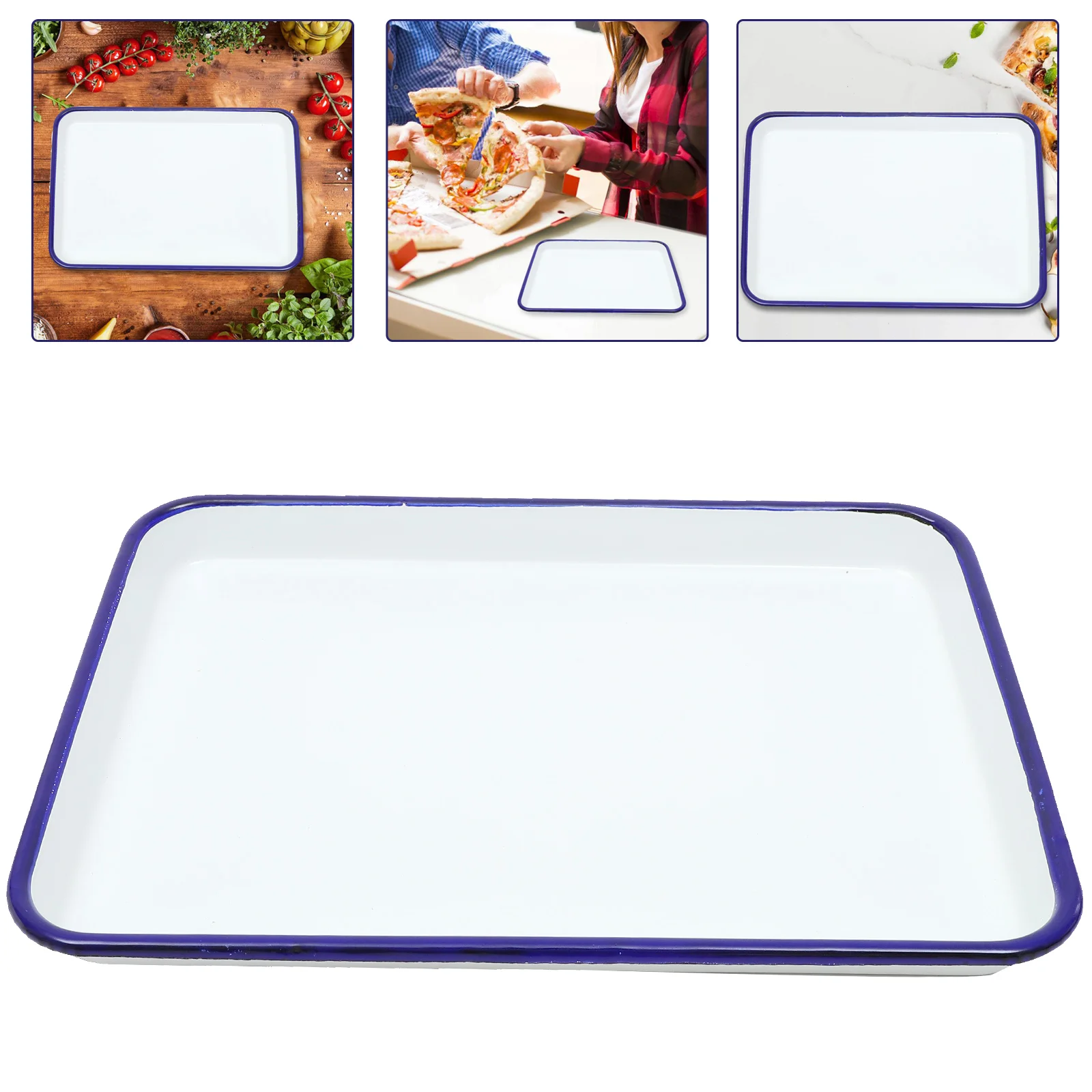 

Enamel Baking Pan Roasting Food Rectangular Serving Dish Heat-resistant Tray Oven