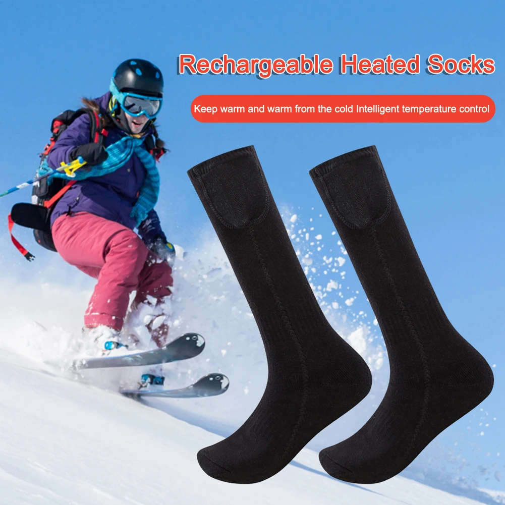 

Unisex Heated Sports Stockings Washable Electric Thermal Socks 3 Heating Level Comfortable for Ski Motorcycle Skating