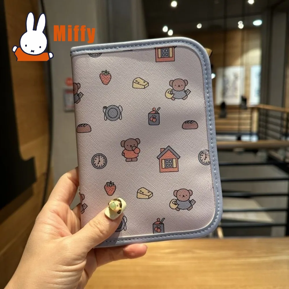 Kawaii Miffy Travel Passport Holder Cute PU Zipper Wallet Multi-slot Card Organizer Transparent ID Window Airport Girl Gift view 3