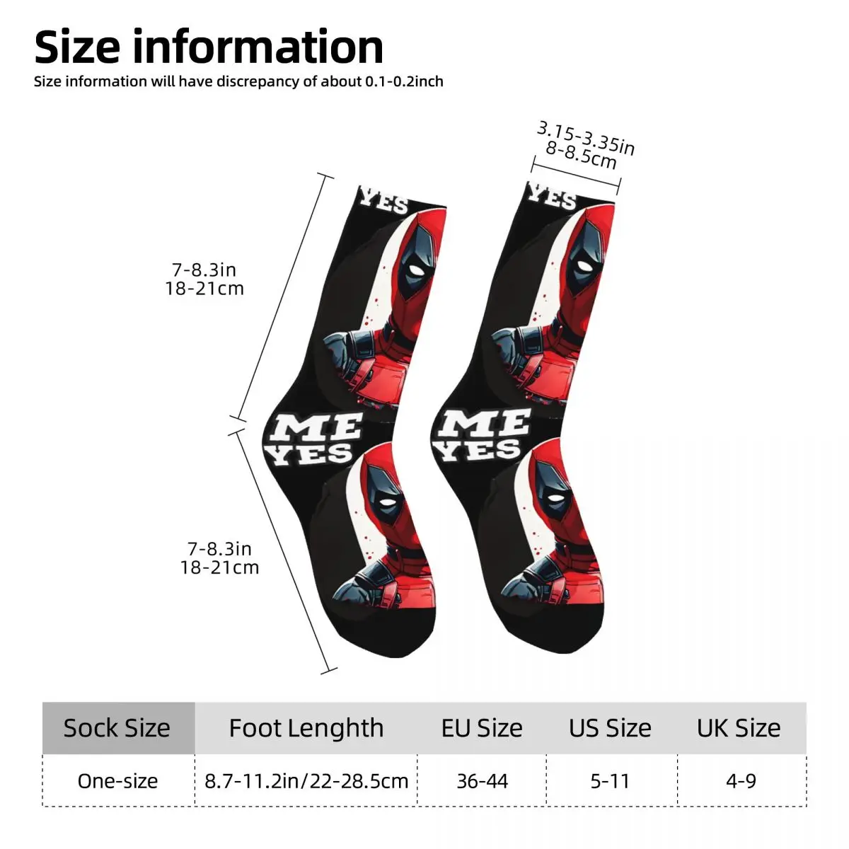 Chaussettes de compression Elin Seamless Movies pour hommes, Harajuku, Deadpool et Wolverine, Crew Sock, Popméthanol, Nouveauté