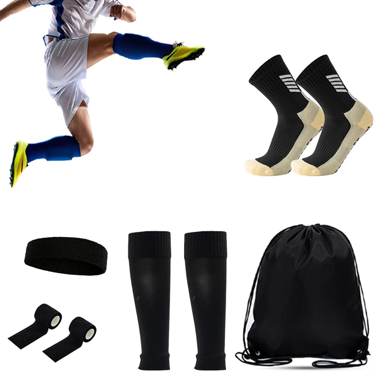 

5PCS Set Non Slip Soccer Sporty Socks Sports Hijab Non Slip Storage Bag Bandages Leg Cover