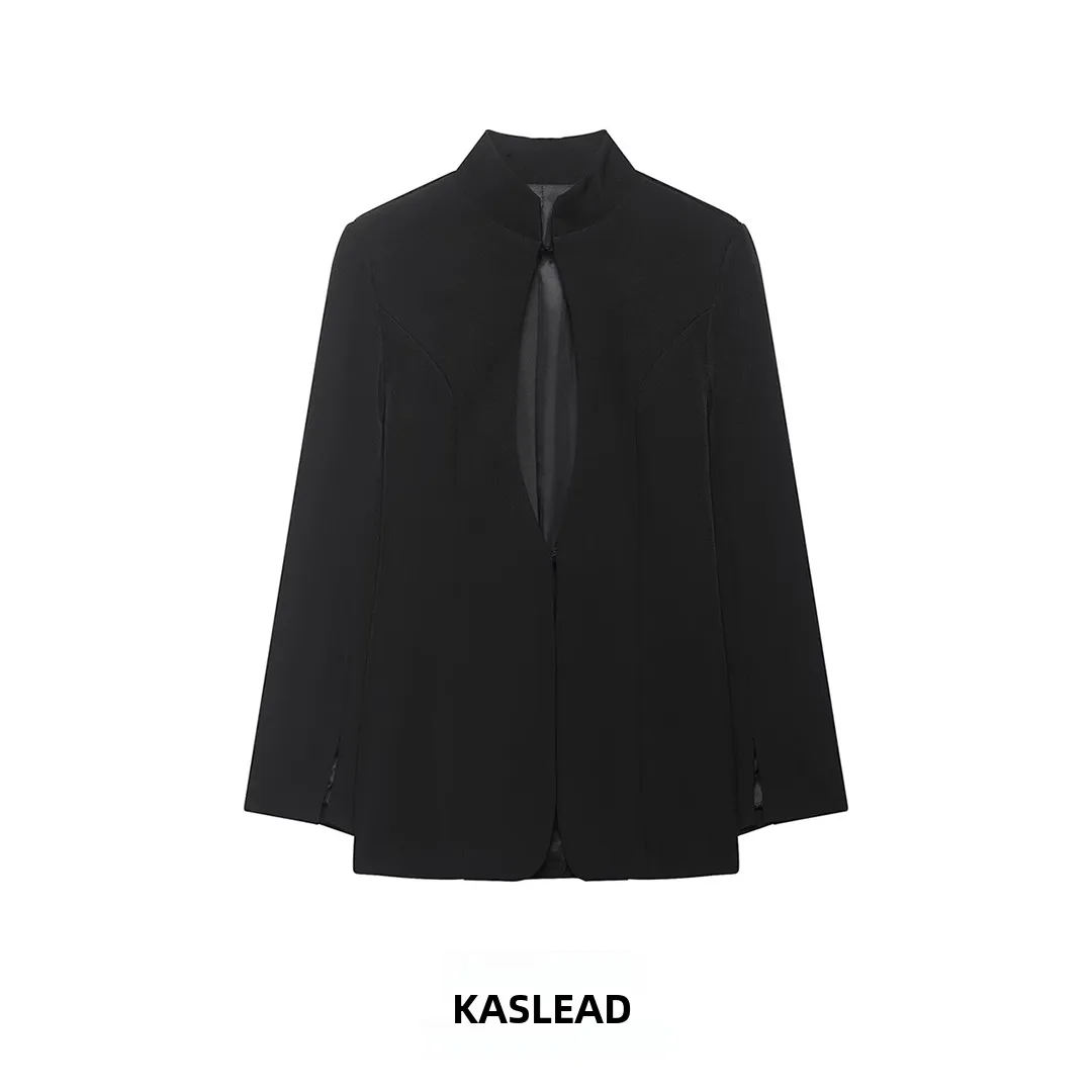 

KASLEAD New Women's Fashion Slim Fit Long Sleeve Color Western Style Coat Hollow out Design Street Style Spring Outerwear