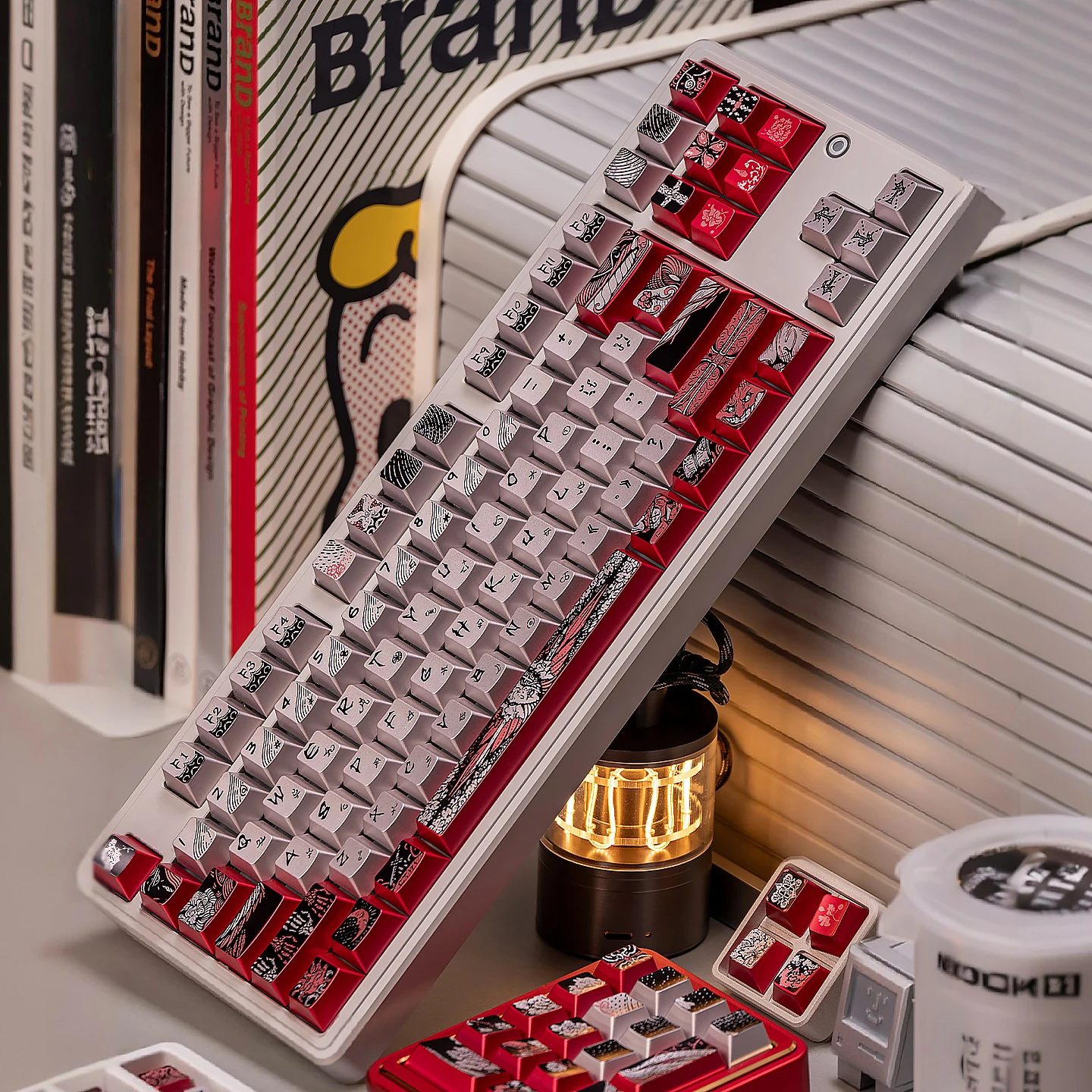 Mintcaps Red Fallen Angel Keycaps PBT cherry profile Metallic Paint keycaps For MX 61 64 87 97 104 108 Mechanical Keyboard