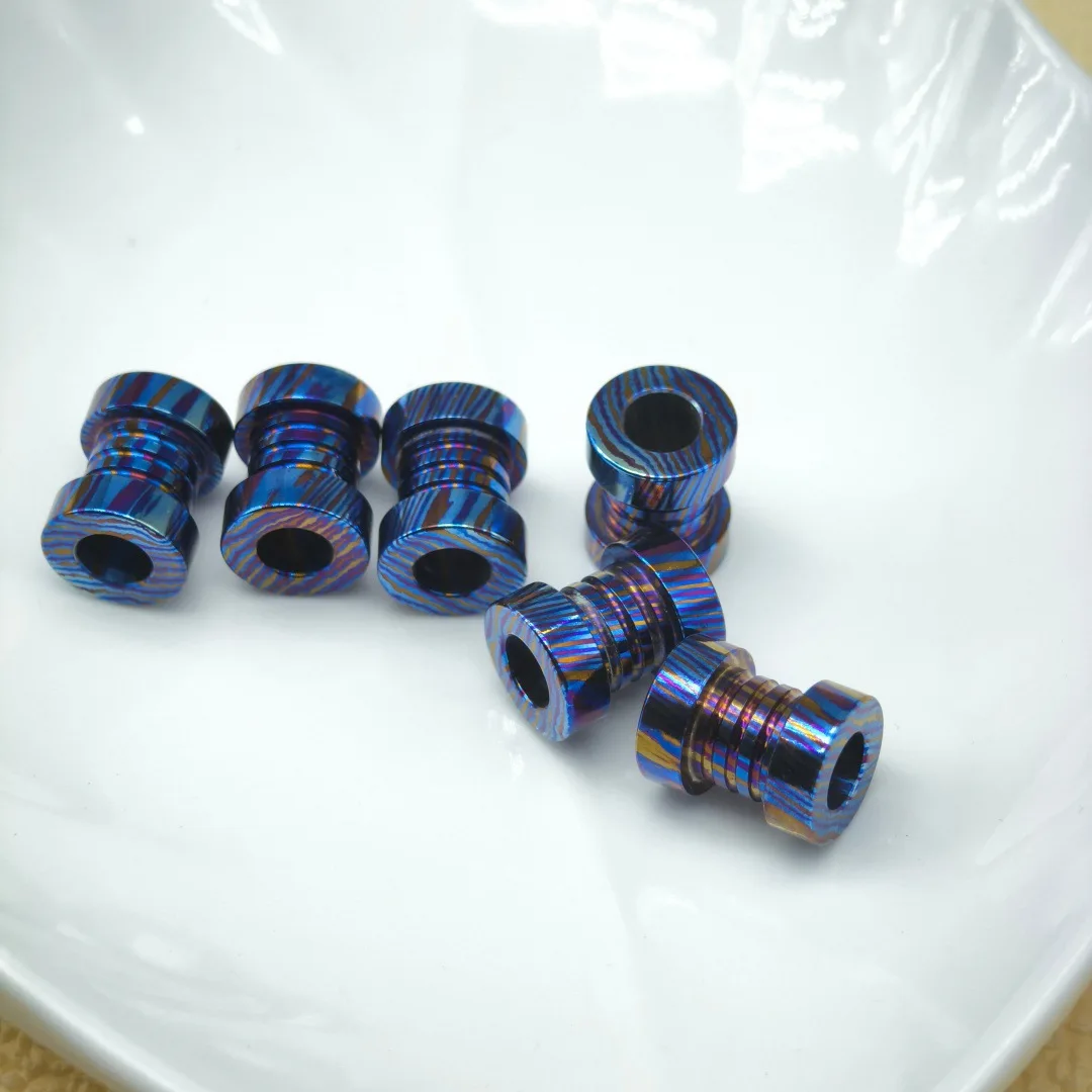 YGTITAN Titanium Timascus Lanyard Bead, Large Hole Paracord Knife Bead, EDC DIY Spacer, Random Pattern