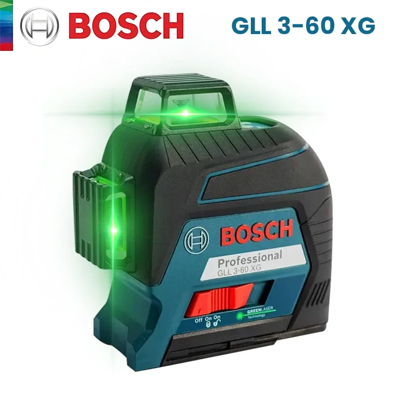 BOSCH 12 Linee Livello Laser GLL3-60XG Verde Livello 3D Autolivellante 360 Croce Orizzontale e Verticale Strumento di Misura Super Potente