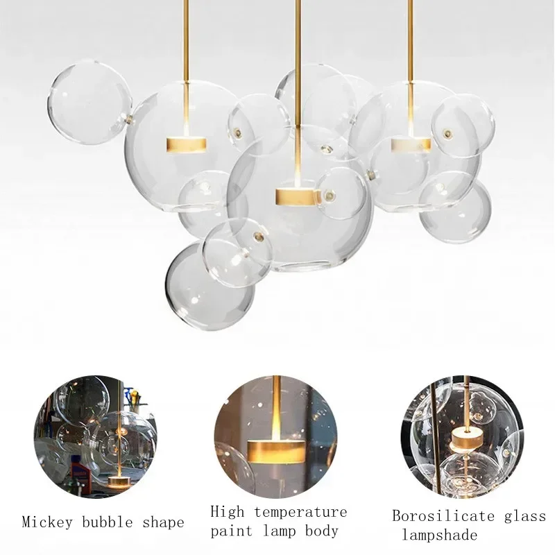 Mickey Glas Bubble Led Сeiling Kroonluchters Moderne Woonkamer Lamp Kinderkamer Opknoping Licht Home Decor Bar Indoor Armatuur