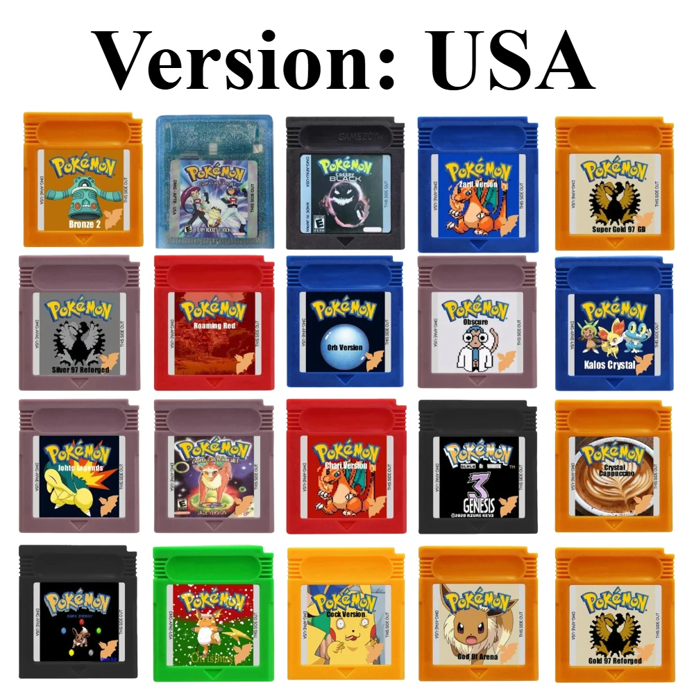 Cartouche de jeu Pokémon Série GBC USA Roaming Red Factory Adventure Gold 97 Reforged Creepy Black Jade Version God of Arena