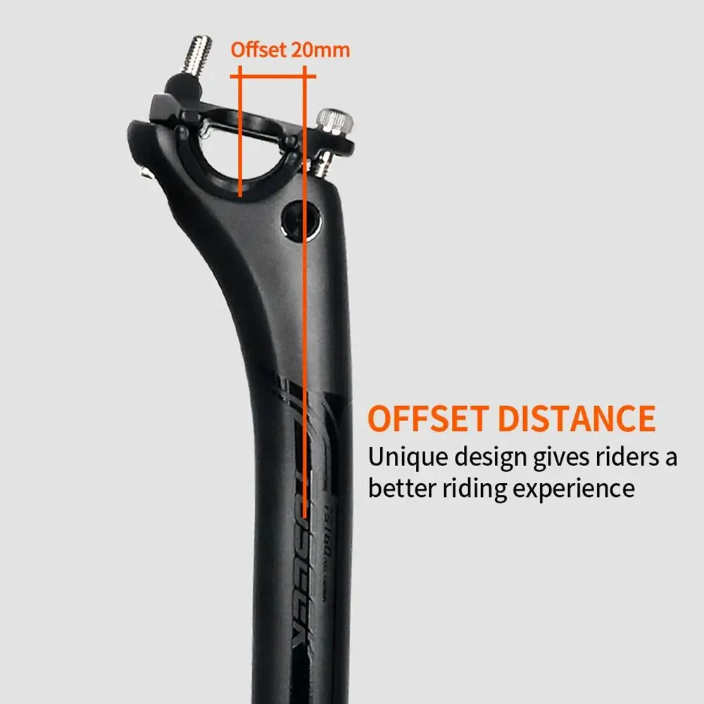 TOSEEK أسود ماتي ألياف الكربون دراجة Seatpost إزاحة 20 مللي متر الدراجة الجبلية مقعد آخر الدراجات الطريق مقعد أنبوب أجزاء 27.2/30.8/31.6 مللي متر #4