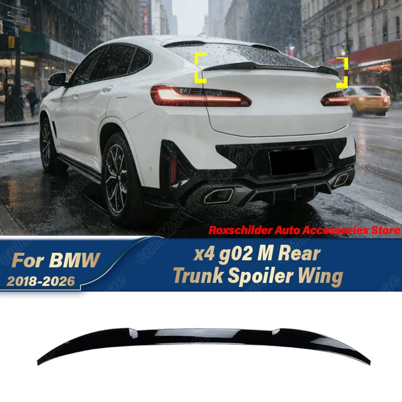 

For BMW X4 G02 2018 2019 2020 2021 2022 2023 2024 2025 2026 Automobile Rear Trunk Spoiler Sports Racing Blade Tail Wing Body Kit