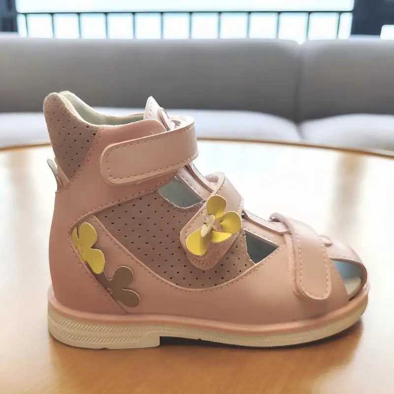 Girls Orthopedic Sandals Close-Toe Flower Summer Shoes with Corrective Insole for Flat Feet And Toe Walking Children's Footwear