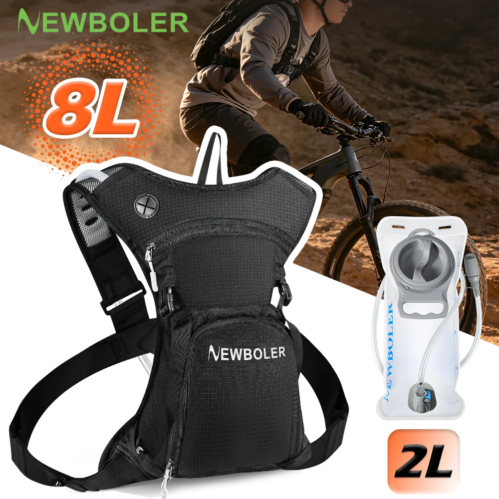 

NEWBOLER 8L Ultralight Cycling Backpack Ergonomic Strap MTB Road Bicycle Bag With Water Bag Outdoor Hiking Climbing Bag