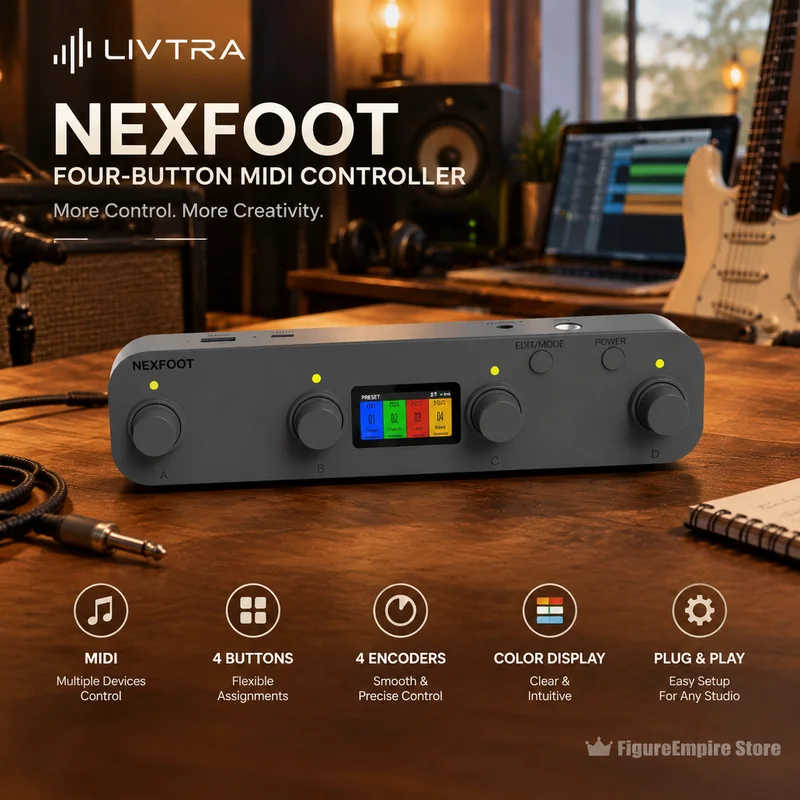 LIVTRA NEXFOOT Wireless Bluetooth Portable Smart MIDI Controller 4 Knobs Foot Pedal Effect Processor For Stage Music Performance