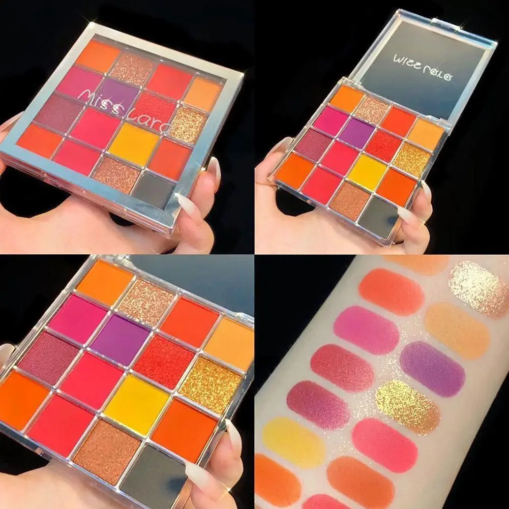 Miss Lara 16 Farben Lidschatten Palette bunte Künstler gepresst pigmentierten Glitzer Make-up Puder Kit matt schimmernden Lidschatten e3g8