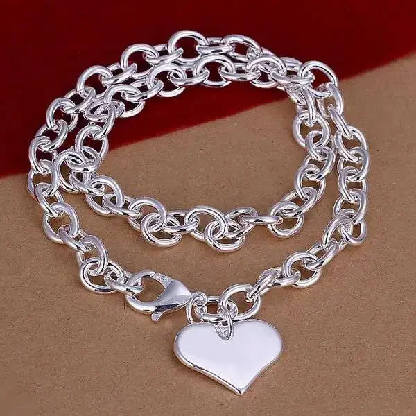 Collares con colgante de libélula y corazón de cadena gruesa clásica de Plata de Ley 925 para mujer, accesorios de moda para fiesta y boda, joyería