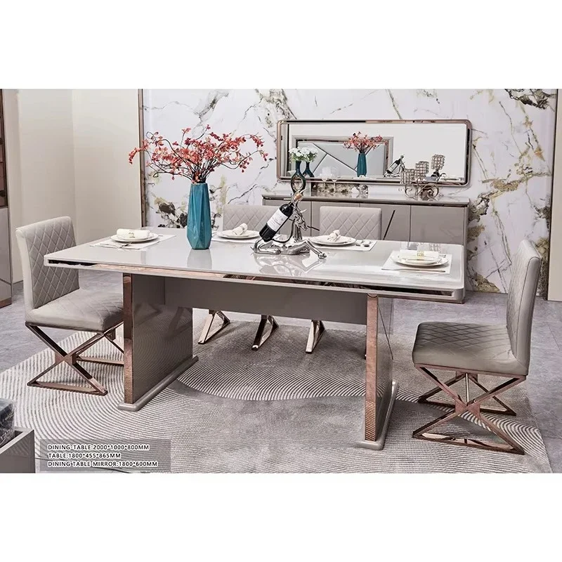 Wholesale Full Set Modern Luxury Restaurant Set Household Furniture Storage Simple Wooden 6 Seat Dining Table and Chair Set