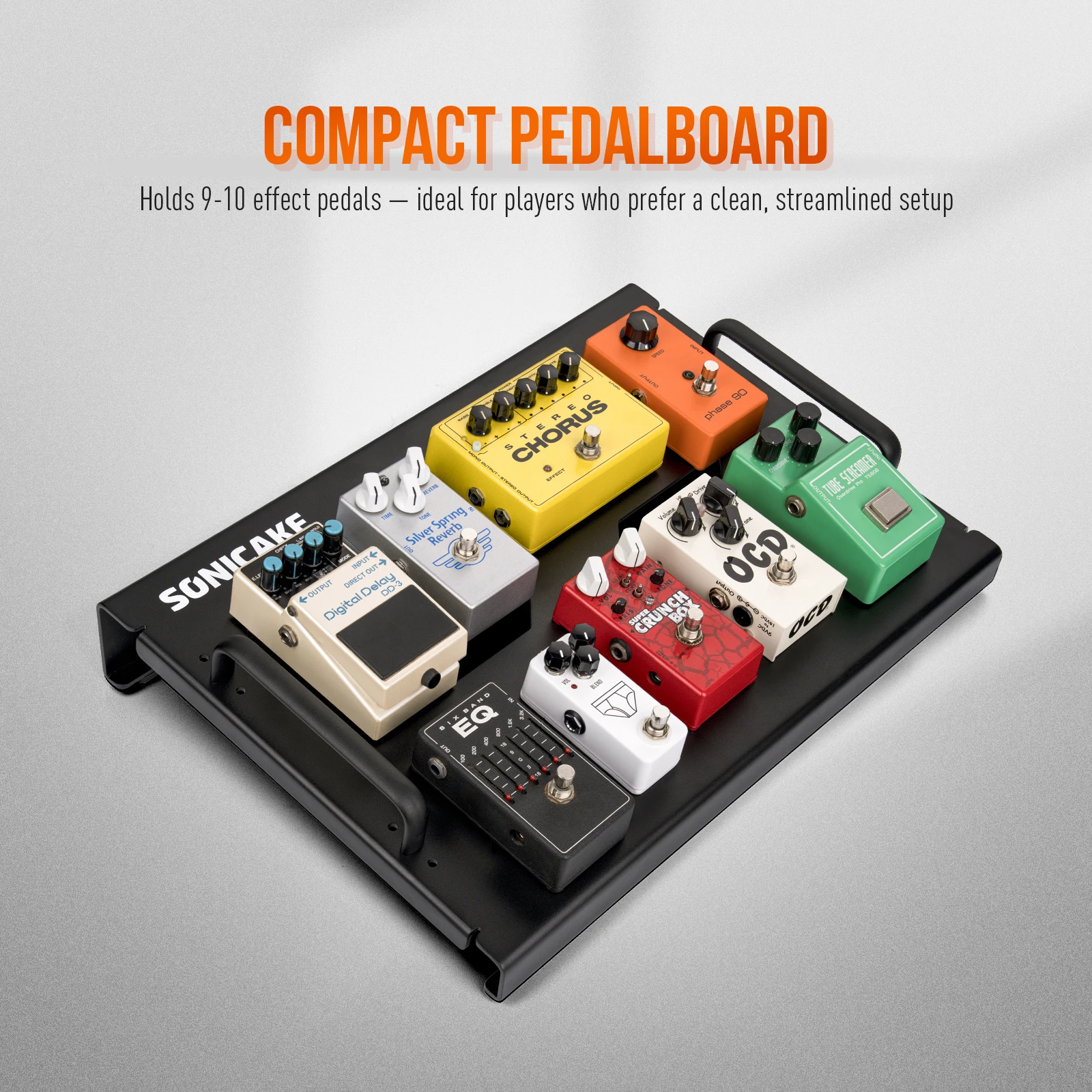 SONICAKE Large Size Guitar Pedal Board Guitar Effects Compact Pedalboard with Pedals Mountain Tape, Cable Tie & Patch Cables