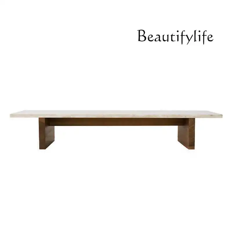 Zhongdao Coffee Table Mid-Ancient Solid Wood Cave Stone Simple Square Side Table Modern Living Room Nordic Style