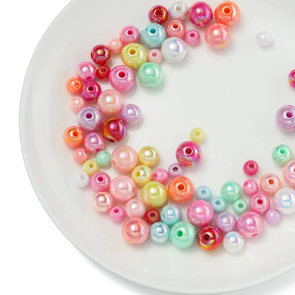 50/100pcs 6/8/10mm AB Color Acrylic Beads Round Loose Spacer Beads for Jewelry Making DIY Handmade Necklace Bracelet Accessories view 6