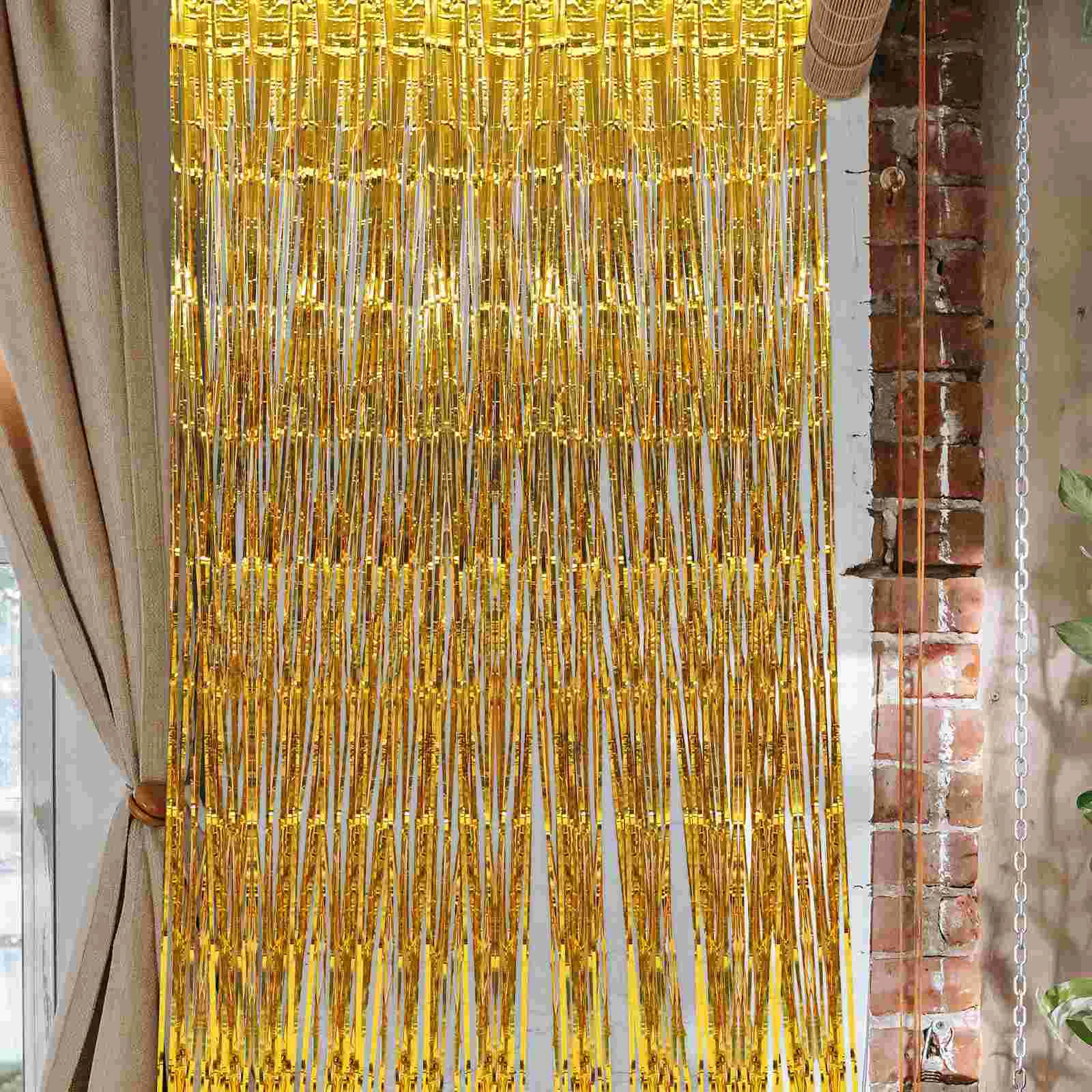 4pcs Foil Curtains Party Curtain Streamers Birthday Party Decoration Background Photo Props party fringe curtain
