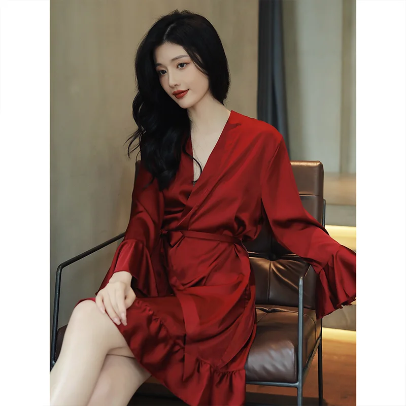 summer-ice-silk-robe-women's-style-sexy-red-wedding-morning-robe-silk-sleep-dress-spring-summer-new-arrival-one-piece-home-cl