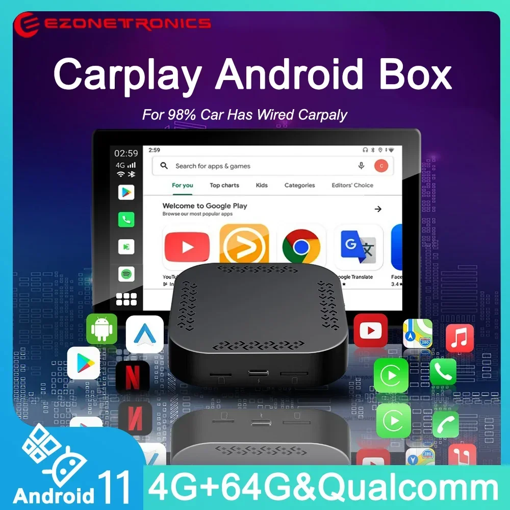 

CarPlay Android Ai Box проводной и беспроводной Android 11 Qualcomm Quad-Core 3G + 32G Plug and Play Android CarPlay